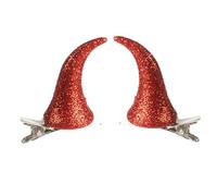YUGSHNKFC Lot de 2 petites pinces à cheveux en forme de nœud pour Halloween, corne de diable, épingles à cheveux pour femmes, filles et enfants