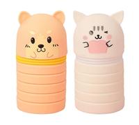 YUGSHNKFC Lot de 2 trousses à crayons télescopiques en silicone avec fermeture éclair pour étudiants, Jaune et blanc