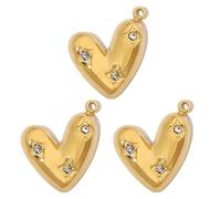 YUGSHNKFC Lot de 3 pendentifs robustes en forme de cœur vintage français avec détails en strass pour bijoux artisanaux élégants, taille unique, Comme décrit, Comme décrit.