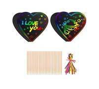 YUGSHNKFC Lot de 40 feuilles de papier à gratter pour enfant en forme de cœur pour cadeau d'anniversaire