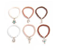 YUGSHNKFC Lot de 6 bracelets tendance en alliage avec motif cactus - Convient pour les tenues décontractées et les festivals - Ensemble de breloques en alliage