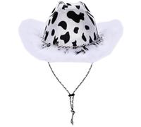 YUGSHNKFC Lot de 9 chapeaux imprimés vache pour adulte - Accessoires photo de banquet - Chapeau d'extérieur avec lunettes de soleil en forme de cœur + mouchoir, Chapeau de cowboy, M-XL