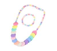 YUGSHNKFC Parure de bijoux pour enfants avec collier et bracelet en perles de couleur bonbon, Plastique