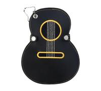 YUGSHNKFC Porte-clés, étui de médiator de guitare brodé, sac pratique en cuir PU, étui de rangement pour médiators à la mode pour les amateurs de musique, Noir