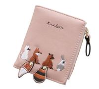 YUGSHNKFC Portefeuille court pour femme avec motif animal avec poche zippée pour pièces de monnaie et fentes pour cartes de crédit, rose