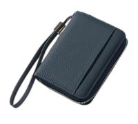 YUGSHNKFC Portefeuille court tendance pour femme en cuir synthétique avec fermeture éclair et plusieurs emplacements pour cartes, bleu marine