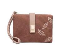 YUGSHNKFC Portefeuille élégant en cuir synthétique pour pièces de monnaie, porte-cartes et poches pour femmes et adolescentes, marron