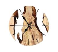 YUGSHNKFC Quartzs Modernes Et Silencieux Grains De Bois Verre Trempé Transparent Horloge Murale 30cm Mur Maison Campagne pour Décors Salon Grains Bois
