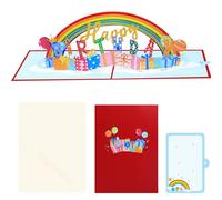 YUGSHNKFC Rainbow Burst Up Birthday Card with Layered Paper Art and Premium Standard Cardstock for Individualized Longings Additional Cardstock Birthday Card