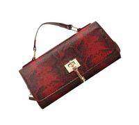 YUGSHNKFC Sac à bandoulière élégant en accordéon en cuir PU pour femme avec imprimé serpent - Bandoulière élégante pour femme - Imprimé serpent carré, Rouge, One Size