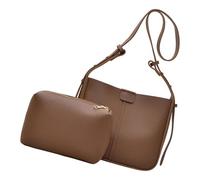 YUGSHNKFC Sac à bandoulière en cuir PU de grande capacité pour femme - Sac à bandoulière simple et élégant pour femme quotidienne - Grande capacité - Sac à bandoulière simple en cuir PU, Couleur café