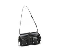 YUGSHNKFC Sac à bandoulière esthétique pour femme, sac à main élégant en cuir PU, sac à main à bandoulière aisselle, pour tous les jours, sac à main élégant, sac à main esthétique, bandoulière, Noir