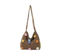 YUGSHNKFC Sac de plage en crochet élégant en maille pour femme, sac à bandoulière pour l'été, les vacances, sac à main en toile esthétique, sac à main pour femme, kaki, One Size