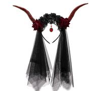 YUGSHNKFC Serre-tête en forme de corne de sorcière avec voile foncé pour fête, jeu de rôle