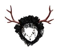 YUGSHNKFC Serre-tête en forme de corne de sorcière en dentelle foncée pour fête, jeu de rôle