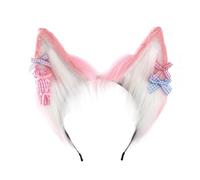 YUGSHNKFC Serre-tête en peluche avec oreilles en fourrure pour femme avec nœud papillon - Style Lolita - Pour fête d'Halloween