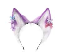 YUGSHNKFC Serre-tête en peluche avec oreilles en fourrure pour femme avec nœud papillon - Style Lolita - Pour fête d'Halloween
