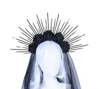YUGSHNKFC SunGoddess Serre-tête pour femme avec fleur de rose VirginMary pour Halloween, fête, déguisement, coiffe de mariage