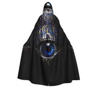 YUGTAEE Cape à capuche imprimée mauvais œil pour adulte pour jeux de rôle, costumes de scène, fêtes facile d'entretien