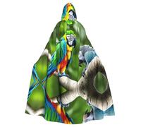 YUGTAEE Cape à capuche imprimée perroquet pour adulte pour jeux de rôle, costumes de scène, fêtes facile d'entretien