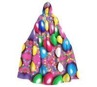 YUGTAEE Cape à capuche pour adulte avec confettis imprimés ballons pour jeux de rôle, costumes de scène, fêtes facile d'entretien