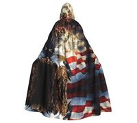 Yugtaee Cape à capuche pour adulte avec drapeau américain - Motif aigle de feu - Pour jeux de rôle, costumes de scène, fêtes - Entretien facile