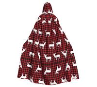 Yugtaee Cape à capuche pour adulte Motif cerf Buffalo Plaid Imprimé cerf Pour jeux de rôle, costumes de scène, fêtes Entretien facile