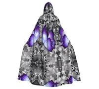 Yugtaee Cape à capuche pour adulte Motif papillon Violet Pour jeux de rôle, costumes de scène, fêtes Entretien facile
