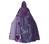 Yugtaee Cape à capuche pour adulte Motif papillon Violet Prune Pour jeux de rôle, costumes de scène, fêtes Entretien facile