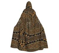 Yugtaee Cape hawaïenne à capuche pour adulte Motif tortue Tapa Honu pour Halloween Pour jeux de rôle, costumes de scène, fêtes Entretien facile