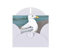 YUGTAEE Carte de vœux blanche imprimée de mouette mignonne de 10,2 x 15,2 cm pour Noël, anniversaire d'enfant, Saint-Valentin, anniversaire de mariage et invitations de fête
