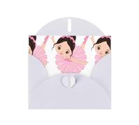 YUGTAEE Carte de vœux blanche imprimée Little Ballerina Dancing Girl 10,2 x 15,2 cm pour Noël, anniversaire d'enfant, Saint-Valentin, anniversaire de mariage et invitations de fête