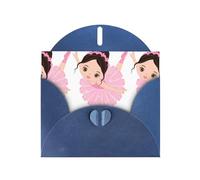 YUGTAEE Carte de vœux bleue imprimée Little Ballerina Dancing Girl 10,2 x 15,2 cm pour Noël, anniversaire d'enfant, Saint-Valentin, anniversaire de mariage et invitations de fête