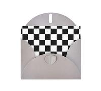 YUGTAEE Carte de vœux grise avec drapeau de course noir et blanc imprimé 10,2 x 15,2 cm pour Noël, anniversaire d'enfant, Saint-Valentin, anniversaire de mariage et invitations de fête