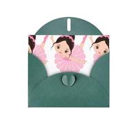 YUGTAEE Carte de vœux imprimée « Little Ballerina Dancing Girl » - Vert foncé - 10,2 x 15,2 cm - Pour Noël, anniversaire d'enfant, Saint-Valentin, anniversaire de mariage et invitations à une fête