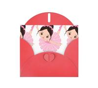 YUGTAEE Carte de vœux rouge imprimée Little Ballerina Dancing Girl 10,2 x 15,2 cm pour Noël, anniversaire d'enfant, Saint-Valentin, anniversaire de mariage et invitations de fête