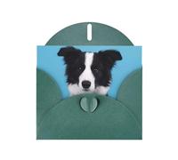 YUGTAEE Carte de vœux vert foncé imprimée Border Collie 10,2 x 15,2 cm pour Noël, anniversaire d'enfant, Saint-Valentin, anniversaire de mariage et invitations de fête