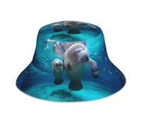 YUGTAEE Chapeau cloche réfléchissant avec imprimé lamantins des Antilles pour homme et femme, pour voyage, camping, randonnée Noir