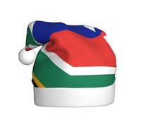 YUGTAEE Chapeau de Noël en peluche pour adulte avec drapeau de l'Afrique du Sud imprimé avec un toucher doux pour les fêtes de vacances et les danses, convient aux hommes et aux femmes