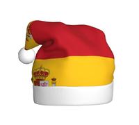 YUGTAEE Chapeau de Noël en peluche pour adulte avec drapeau espagnol imprimé doux au toucher pour les fêtes de vacances et les danses, convient aux hommes et aux femmes
