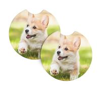 Yugtaee Corgi Lot de 2 porte-gobelets d'intérieur de voiture imperméables et à séchage rapide, protège contre les déversements et les rayures