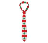 YUGTAEE Cravate imprimée drapeau du Liban pour homme pour le travail, le travail, les anniversaires, les mariages, les fêtes, les banquets Entretien facile 145 x 7,9 cm