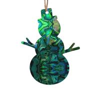 YUGTAEE Décoration de Noël en bois en forme de bonhomme de neige 1 pièce nacre d'ormeau imprimée à suspendre