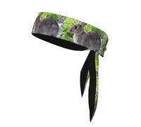YUGTAEE Foulard de sport double face pour homme et femme avec motif de lièvre gris mignon et lapin réglable pour toutes les circonférences de tête