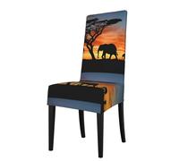 YUGTAEE La housse de chaise de salle à manger avec motif éléphant africain est facile à démonter et fabriquée en tissu haute résilience résistant à l'usure
