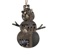 YUGTAEE Lot de 2 décorations de Noël en bois en forme de bonhomme de neige avec engrenages mécaniques steampunk imprimés à suspendre