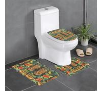 YUGTAEE Lot de 3 tapis de sol Aloha Tiki - Motif imprimé - Absorbant l'eau et antidérapant - Pour salle de bain, toilettes et cuisines