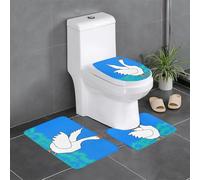 YUGTAEE Lot de 3 tapis de sol en forme d'oie blanche déployant ses ailes. Impression absorbant l'eau et antidérapant pour salle de bain, toilettes et cuisines