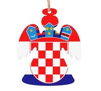 YUGTAEE Lot de 4 décorations de Noël en bois en forme d'ange Drapeau de la République de Croatie à accrocher aux arbres de Noël