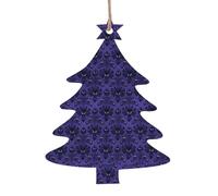 YUGTAEE Lot de 6 décorations de Noël en bois en forme de sapin de Noël avec fantômes imprimés à suspendre